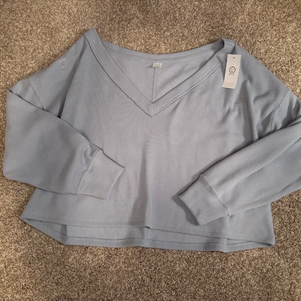 Gilly Hicks Waffle Knit Off Shoulder Top